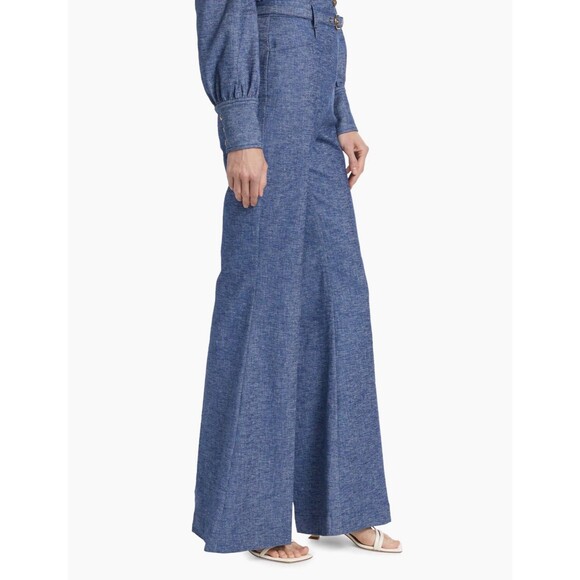 Zimmermann Eden Chambray Flared Pants Blue Size AU 3/US 10 - Picture 4 of 14